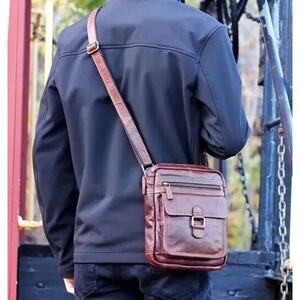Jack Georges Genuine Leather Voyager Brown Crossbody Messenger Bag Unisex